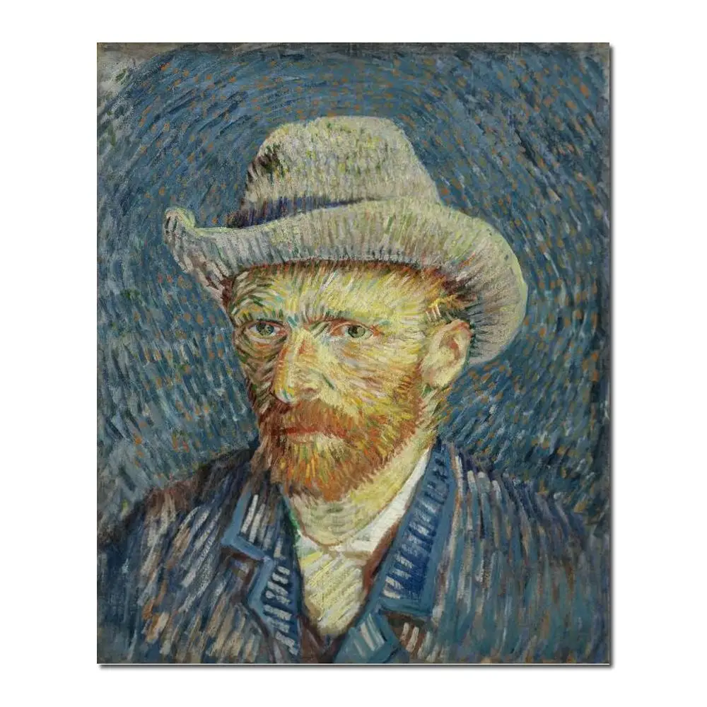 

High Quality Vincent Van Gogh Paintings Self Portrait with Felt Hat Canvas Art Hand-painted Modern Artwork Kitchen Room Decor