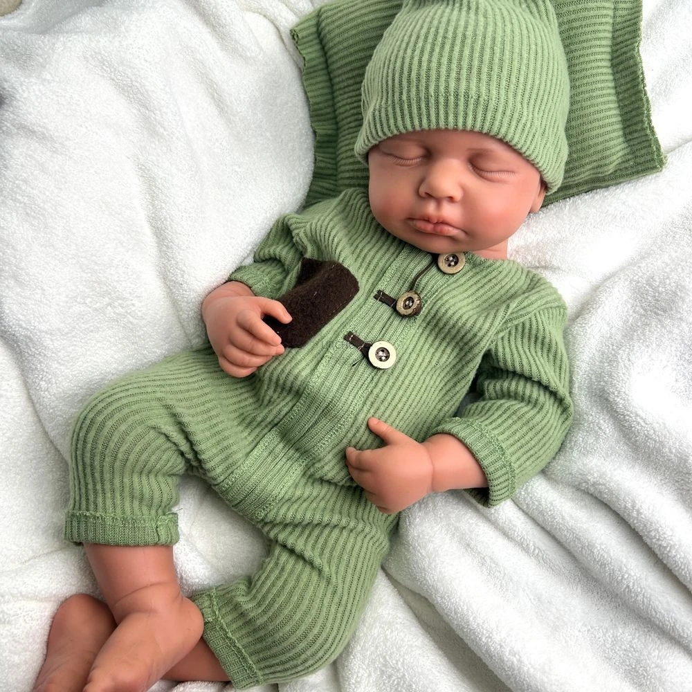 20Inch Loulou Lifelike Skin Visible Veins Silicone Reborn Asleep Doll Anatomically Correct Random Clothing Christmas Gift