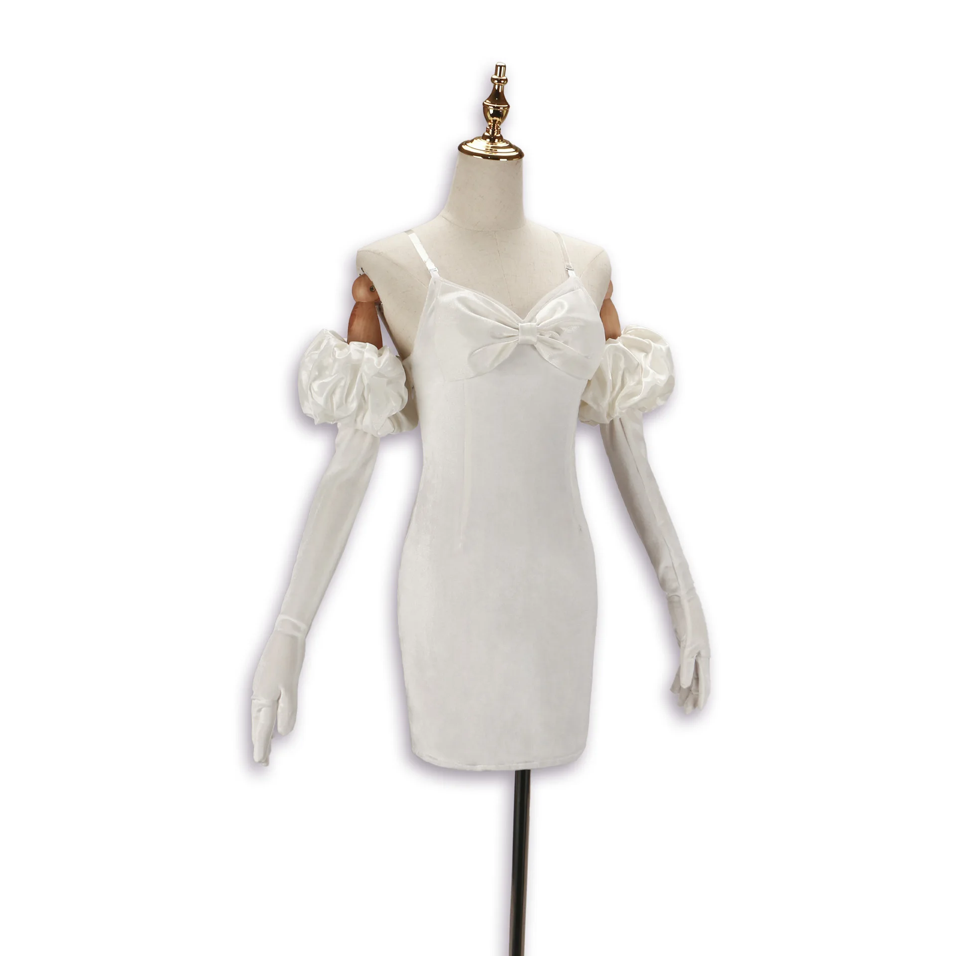 Anime Alien Stage Sua Cosplay Wig Dress Gloves Headband Earrings White Dress Halloween Carnival Stage Role Play Full Costumes view 3