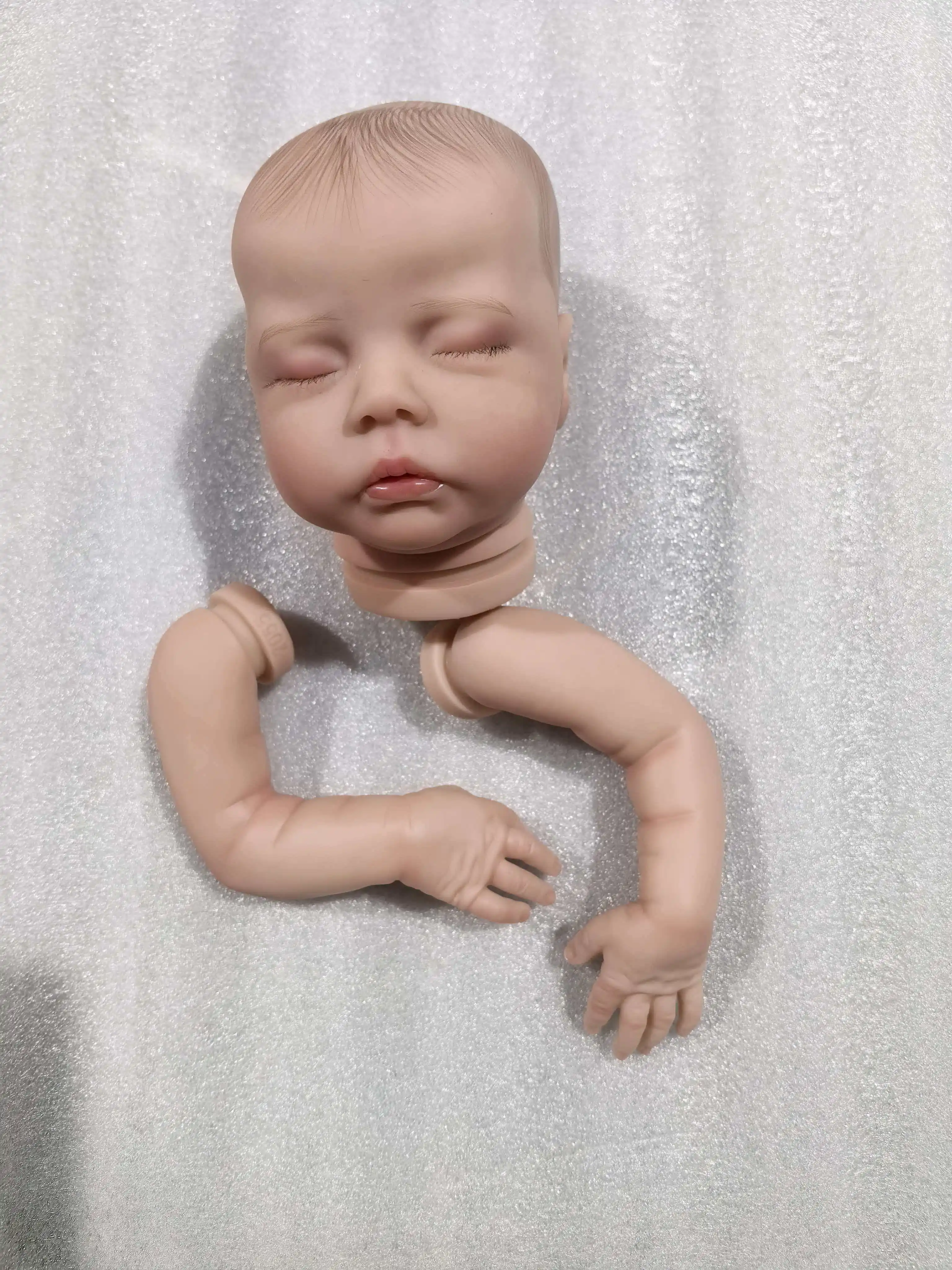 NPK 18inches Already Painted Sleeping Bebe Deliah Doll Kits Reborn Doll Unassembly DIY Reborn Doll Kit Gift for Children