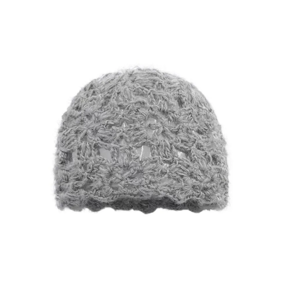 الحلو بلون زهرة كروشيه قبعة اليدوية الجوف بلوفر مغزول قبعة نسج قصيرة الحواف بيني قبعة السيدات #1