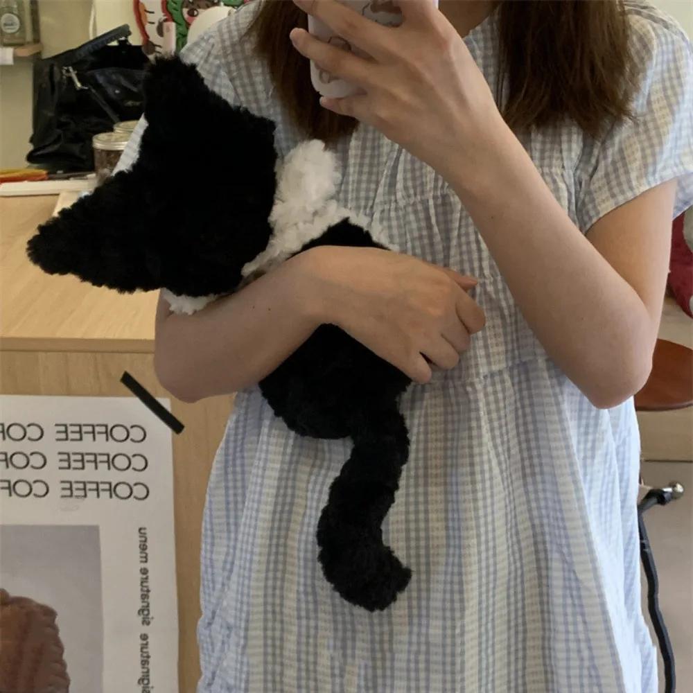 Tempat Pensil Tas Pensil Kucing Ekor Panjang Tas Alat Tulis Kucing Simulasi Kantong Pena Kucing Kartun Kapasitas Besar Anak-anak