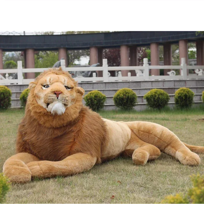 

[Funny] Simulation 220cm Large Domineering Animal Amazing Realistic Lion Plush Toy Collection Photography props Home decoration