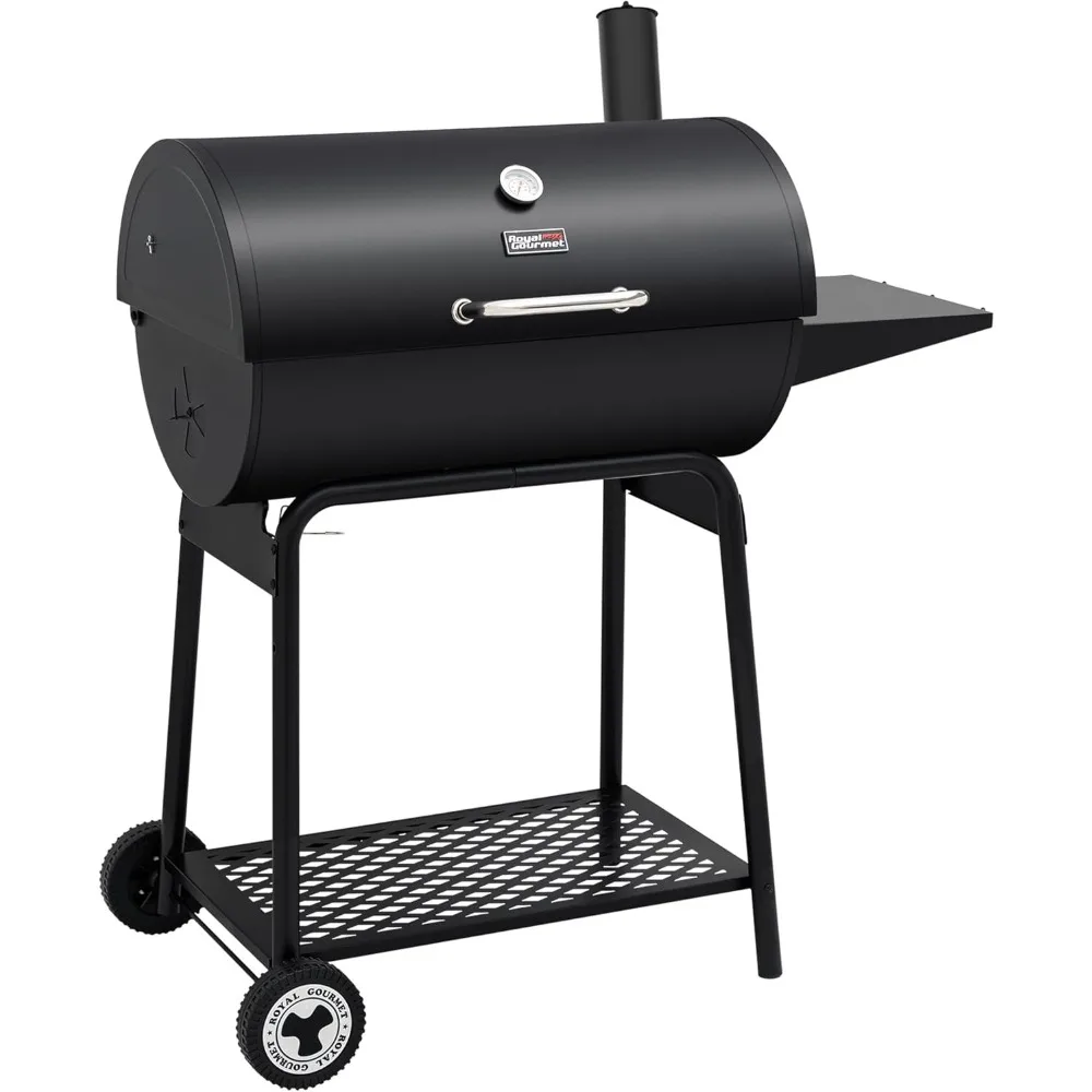 

30 inch barrel charcoal grill, outdoor barbecue grill, cooking space for backyard, terrace, and parties