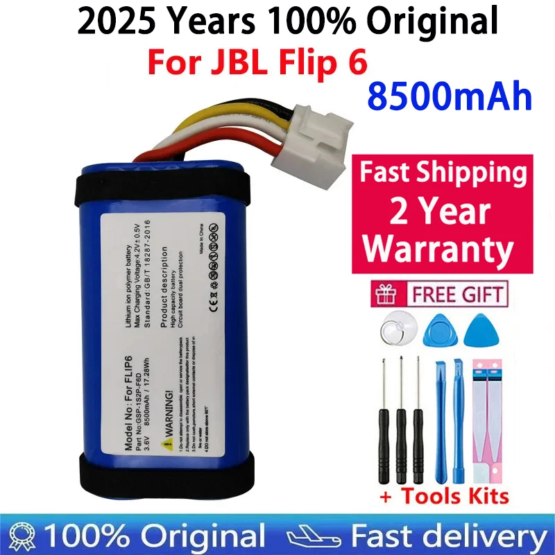 2025 100% Original New GSP-1S2P-F6D High Quality for JBL Flip 6, Flip6 Special Edition 8500mAh battery Batteries Bateria Tools