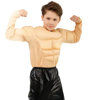 Dětská mužská falešná svalová trička, houbové chrániče břišního svalstva, tvarující tělo, sváteční kostým, hrdina, cosplay, vtipné tvarující prádlo na hrudník, maska, ples 10 nejlepší prodej falešné svaly na hrudi - №6