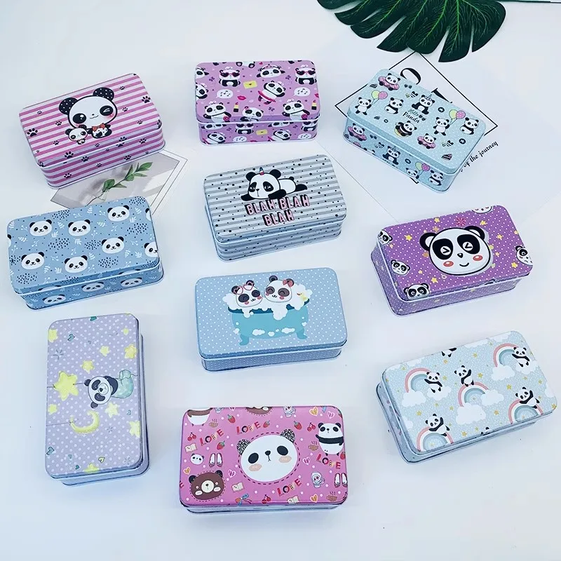 

10 Pcs New Panda Animal Rectangular Tinplate Metal Storage Boxes For Ornaments,Wedding Candy ,Sundry Goods，Cute Gift ,Iron