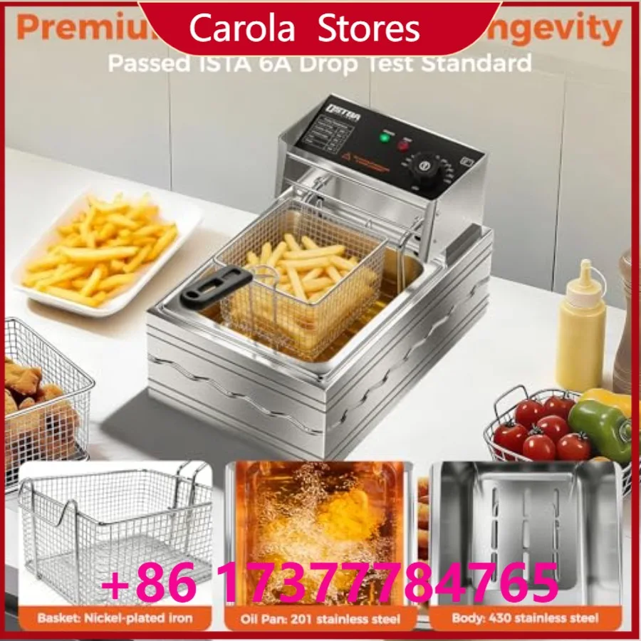Countertop Deep Fryer 10.36 QT Stainless Steel 1600 W with Adjustable Temperature 140390 Removable Basket Oil Tank for H