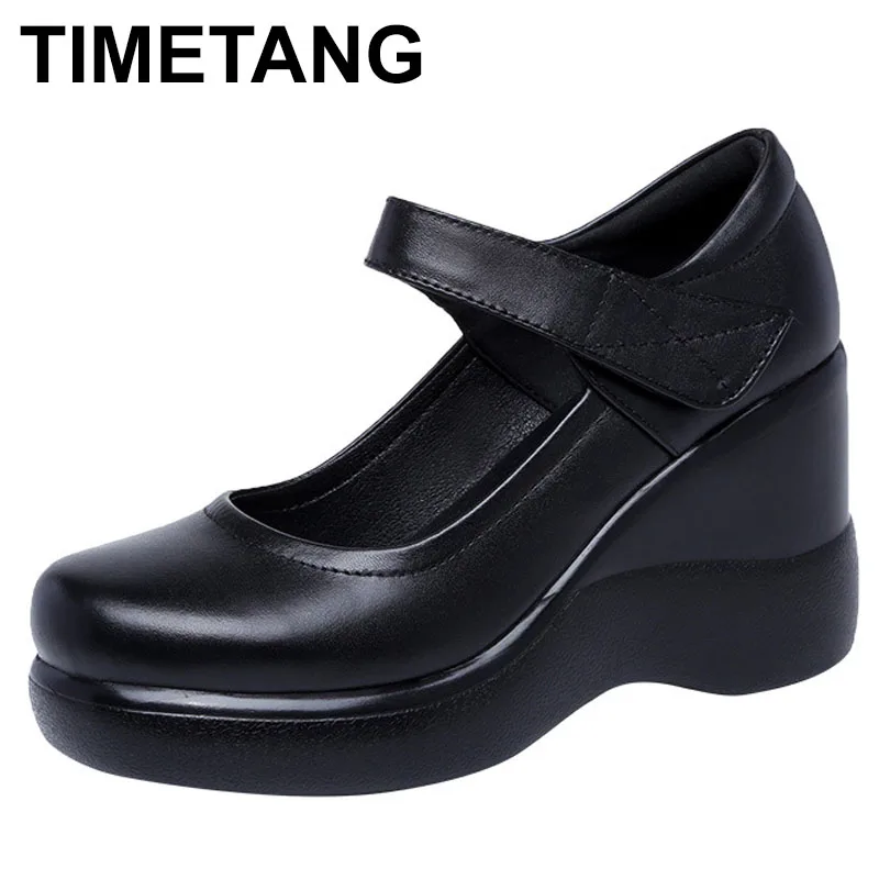 

2025: туфли-лодочки на платформе с толстой подошвой, маленький размер 32–43, черные офисные танцевальные туфли, весенние туфли на танкетке на высоком каблуке