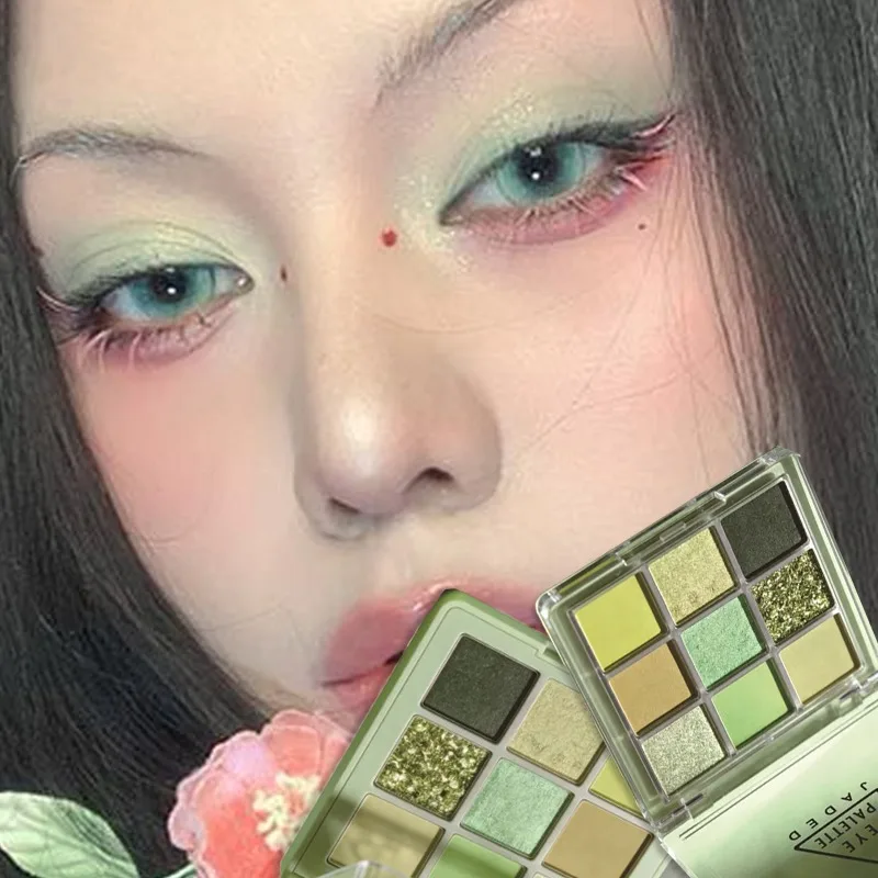 Palette de fards à paupières vert menthe 9 couleurs, longue tenue, nacré, scintillant, mat, effet forêt, poudre de fard à paupières, maquillage pour les yeux, cosmétiques