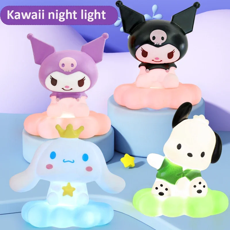 Sanrioed Cinnamoroll Kurimo Pochacco nube Led luz nocturna molde 3D Anime adorno de dormitorio luz nocturna para niños decoración de pastel de cumpleaños