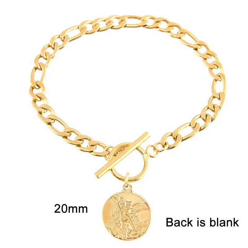 San Benito SAN MIGUEL Our Lady Perpétuo Socorro Bracelet For Men Women Lovers Figaro Cuban Curb Chain Stainless Steel Jewelry