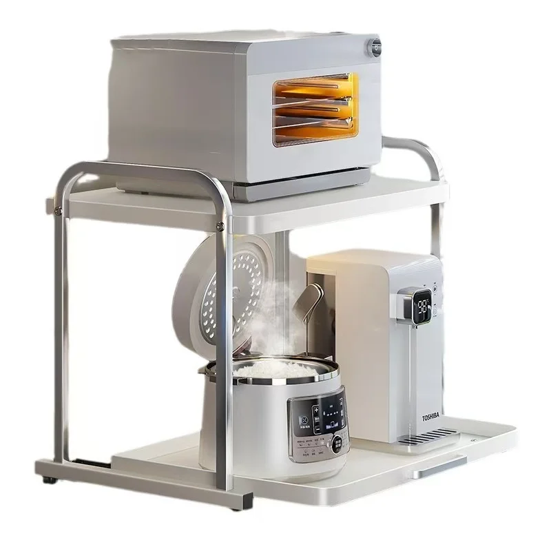 2 طبقات سحب التدريجي فرن الميكروويف رف المطبخ قائم بذاته التوابل تخزين الرف الأجهزة الكهربائية رفوف التخزين فرن الرف