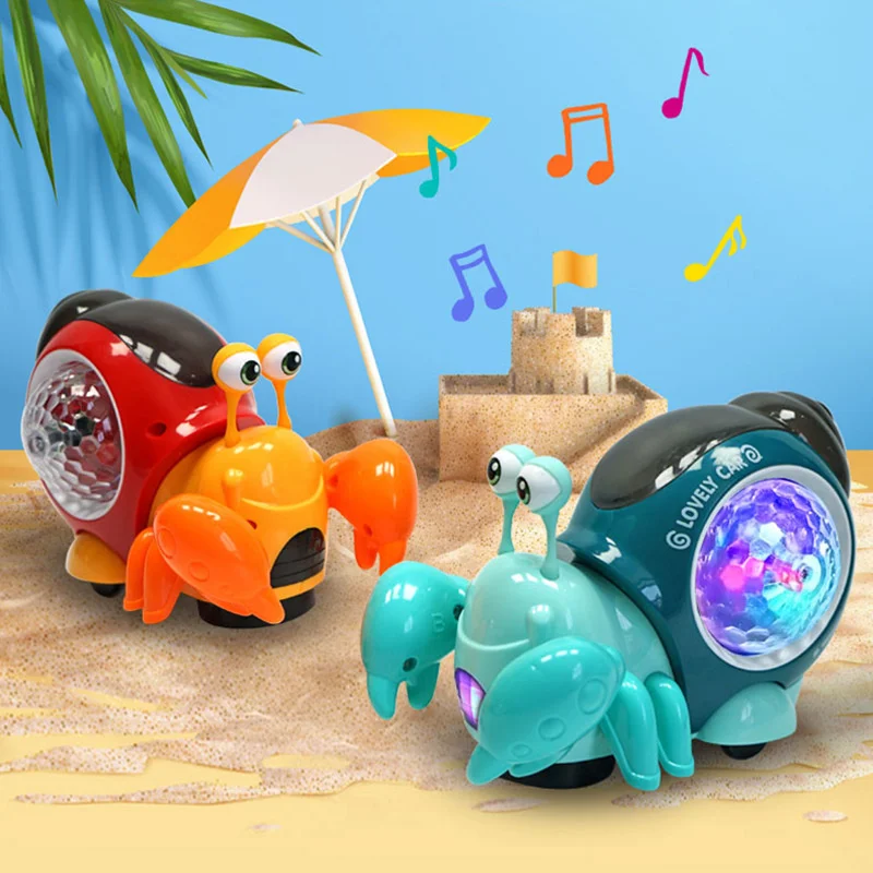 Snail Crab Baby Toys with Crawling Music and LED Light Toddler Interactive Walking Tummy Time Early Educational Toy Kids Gift