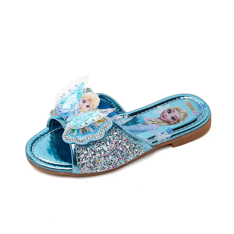 Disney Frozen Elsa księżniczka projektant klapki na lato dorywczo płaskie buty dla dzieci dziewczyny dziecko buty dziecko mieszkania slajdy trampki