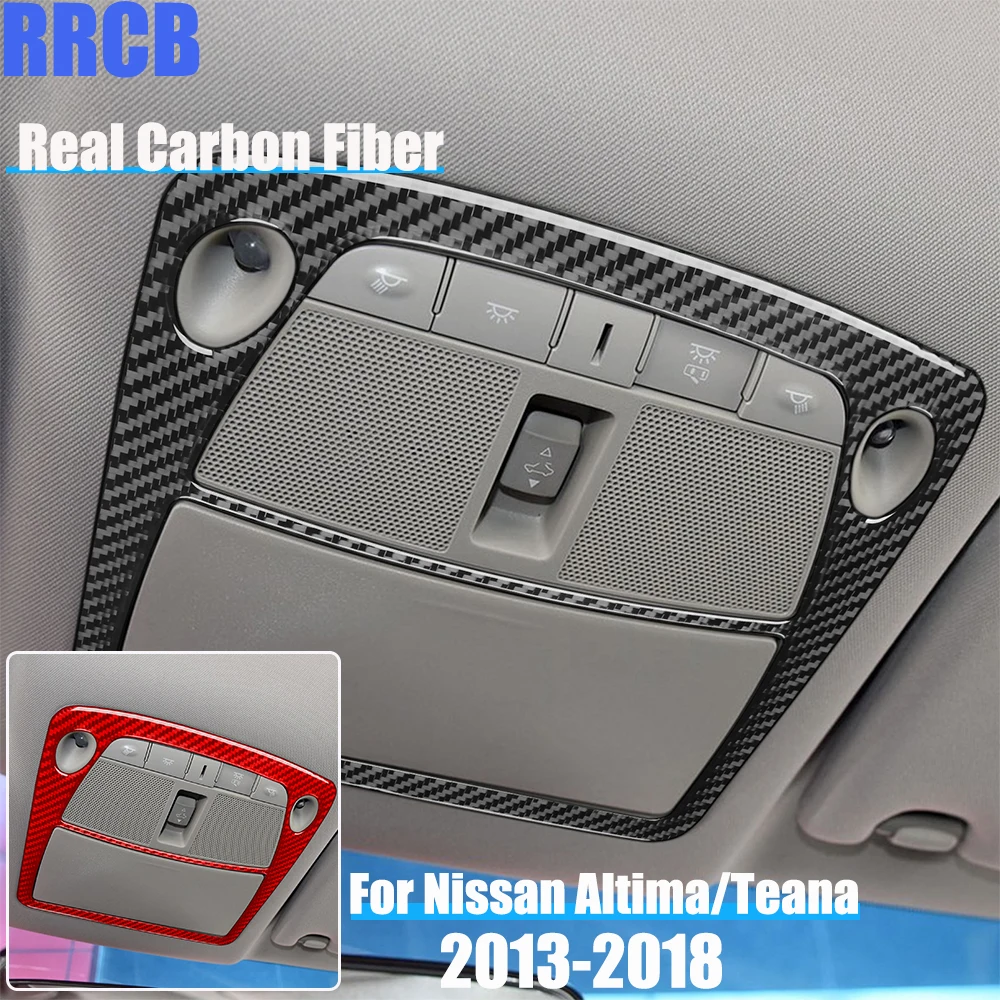 Real Carbon Fiber Car Accessories Reading Light Frame Soft Cover Sticker For Nissan Altima/Teana L33 2013 2014 2015 2016 2017 18