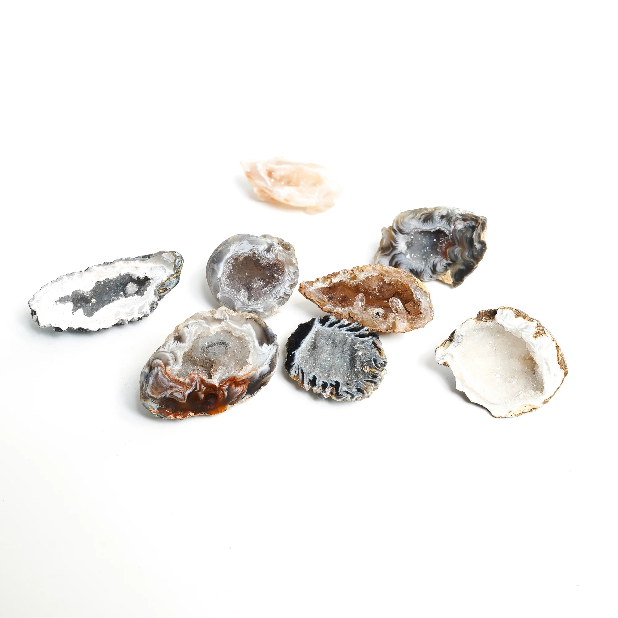 Ágata Natural Geode Energia Cura Mineral, Lucky Stone Cave Coleção Espécime, Decoração do Quarto, Quartz Gift, Ornamento, 1Pc