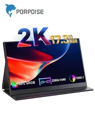 17.3 Inch 2K UHD Portable Monitor 2560*1440 IPS HDR Dual Speaker Gaming Display For Computer Laptop Mac Xbox PS4/5 Switch