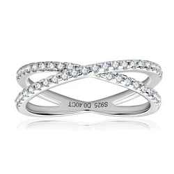 RAPRGOLD GRA Certified Moissanite Rings for Women Girls Solid 925 Sterling Silver Cross Ring Fine Accessories Fine Jewelry Gifts