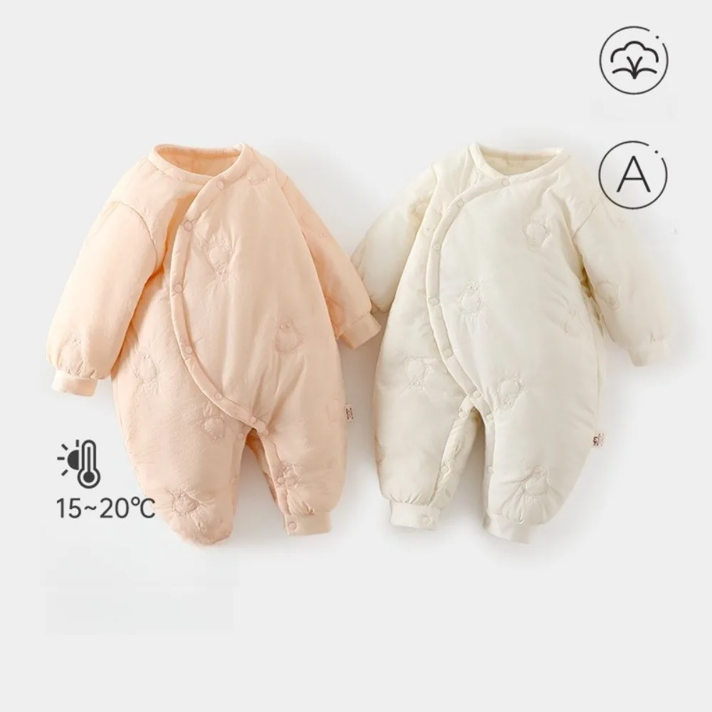 Baby Autumn and Winter Baby Clothes Korean Version Cartoon Clip Cotton Outdoor Clothes Crawling Clothes 0-18M Newborn Jumpsuit
