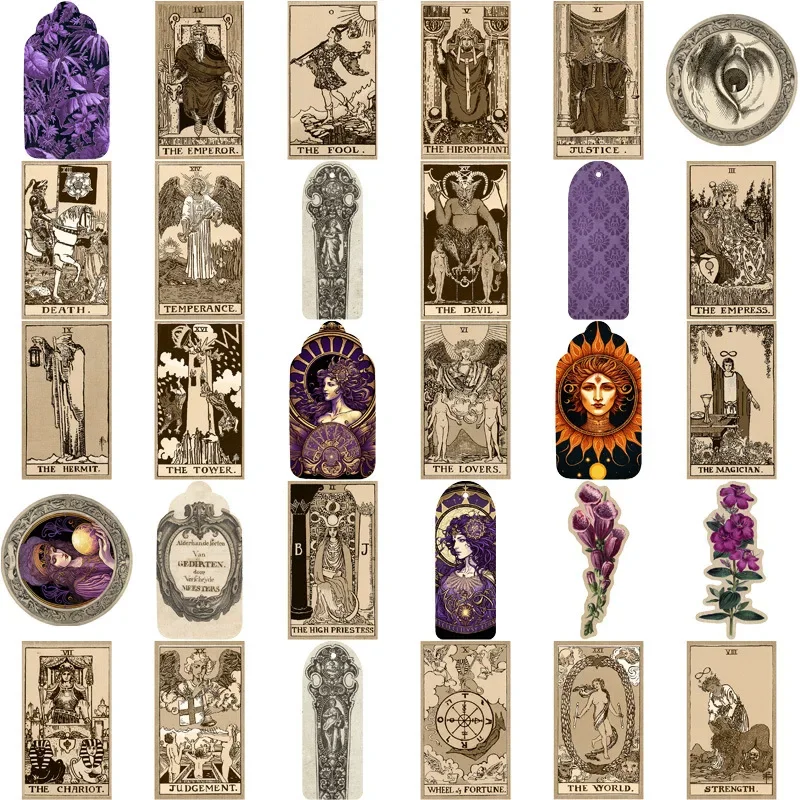 38pcs Vintage Magic Witch Tarot Stickers Aesthetic Gothic Decals Laptop Phone Suitcase Car Bike Planner Waterproof Sticker