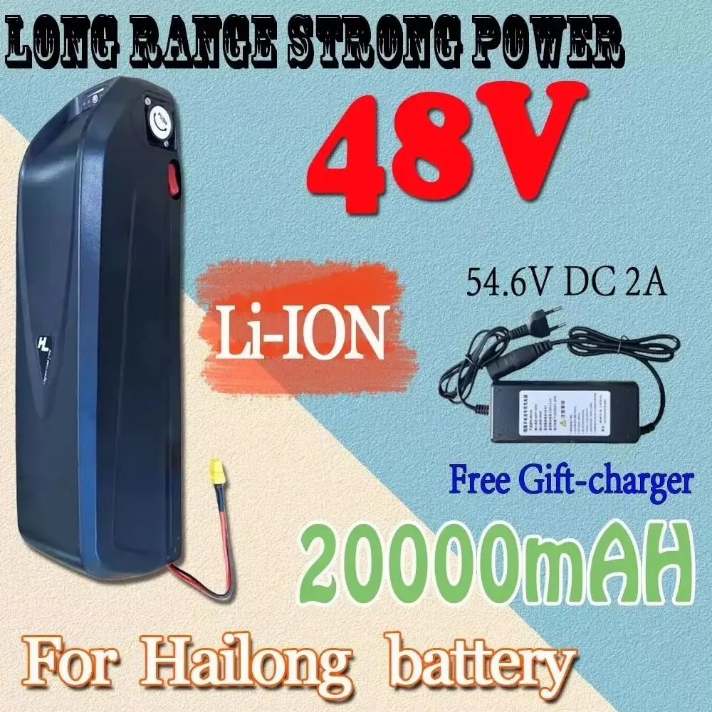 

Hailong 48V Electric Lithium-Ion Battery 10/15/20Ah 13S 18650 with USB 500W-1000W for E-Scooter E-Bike