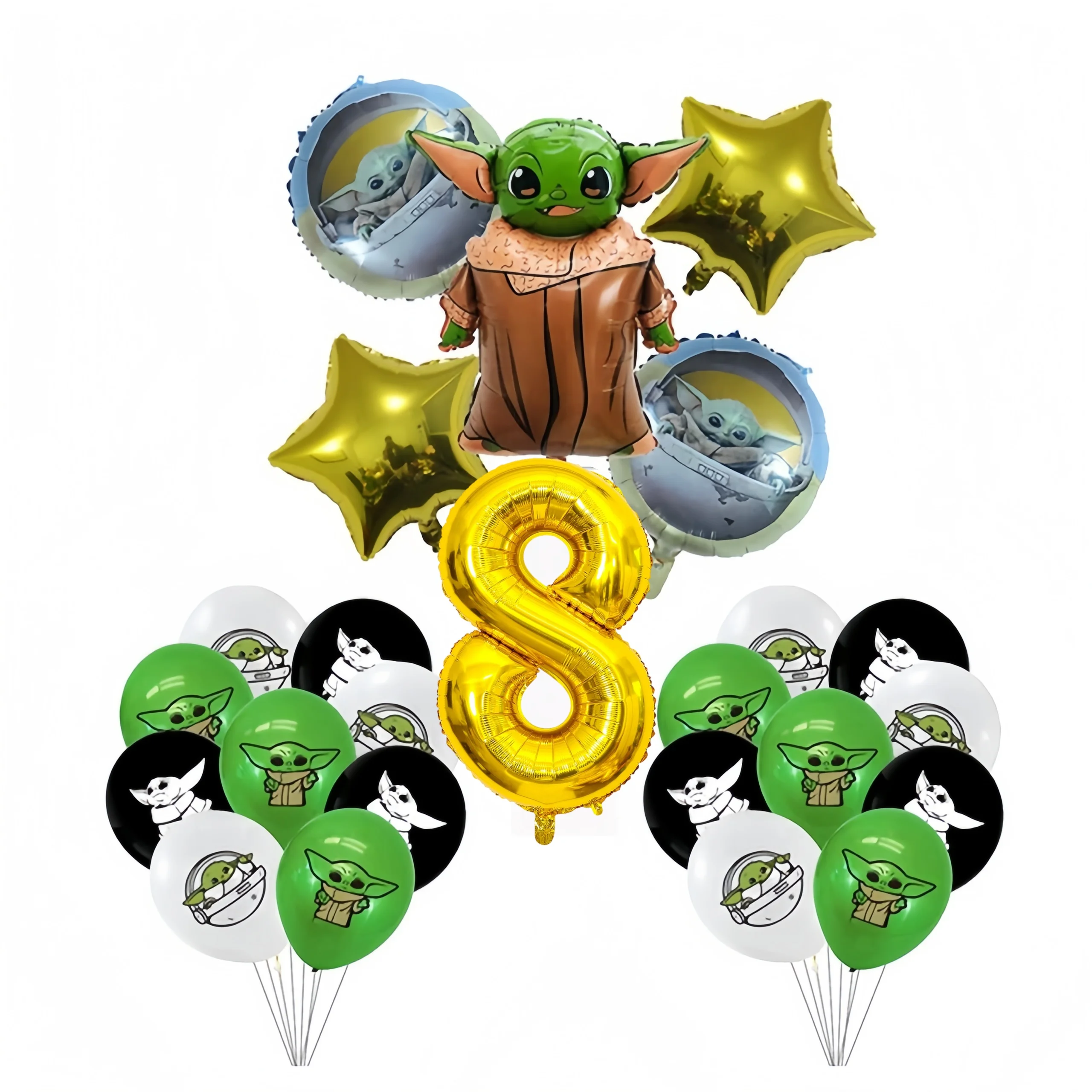 Star Waring Yoda Baby Theme Birthday Party Decoration Cup Plate Napkin Cake Topper Tablecloth Balloon Banner Favors Kids Boys - view 2