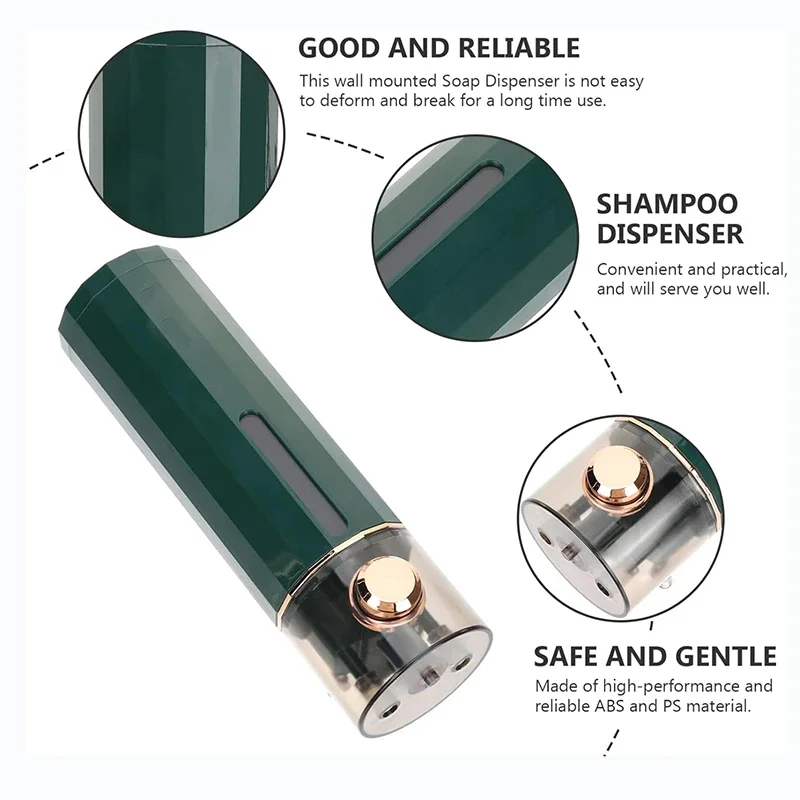 

For Shampoo, Soap, and Conditioner - Ideal for Commercial Hotels, Homes, Schools 450 Ml No-Drill Wall Mount Shower Dispenser