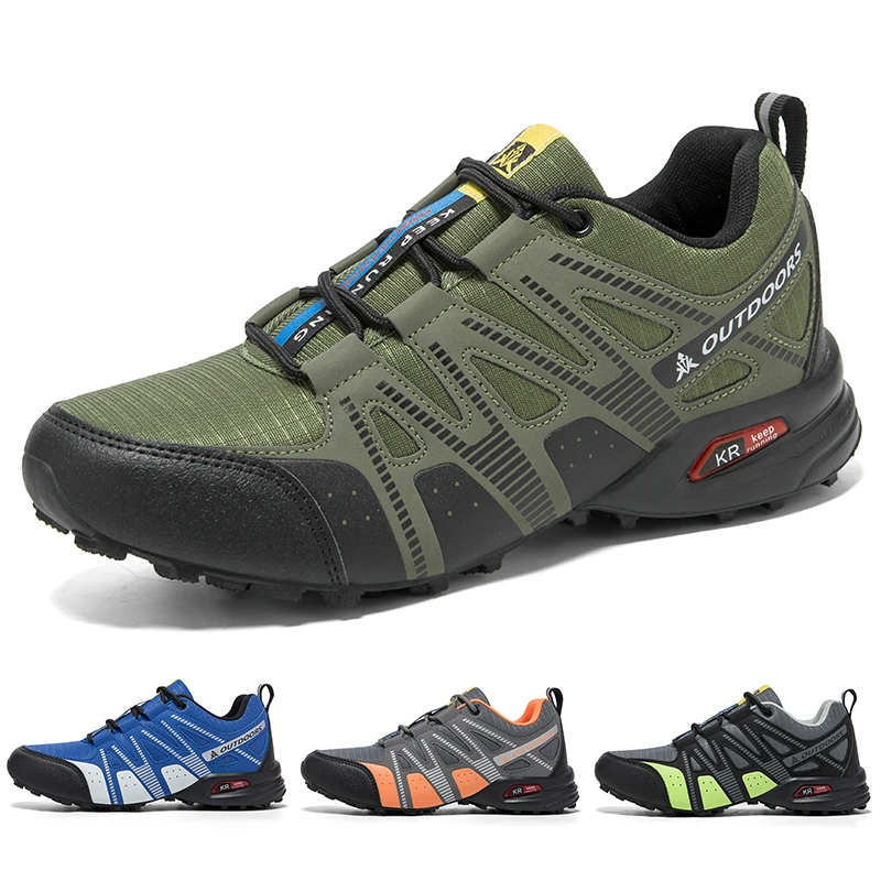 Men Mesh Breathable Hiking Shoes Lightweight Waterproof Wear Resistant Outdoor Trekking Camping Sneakers