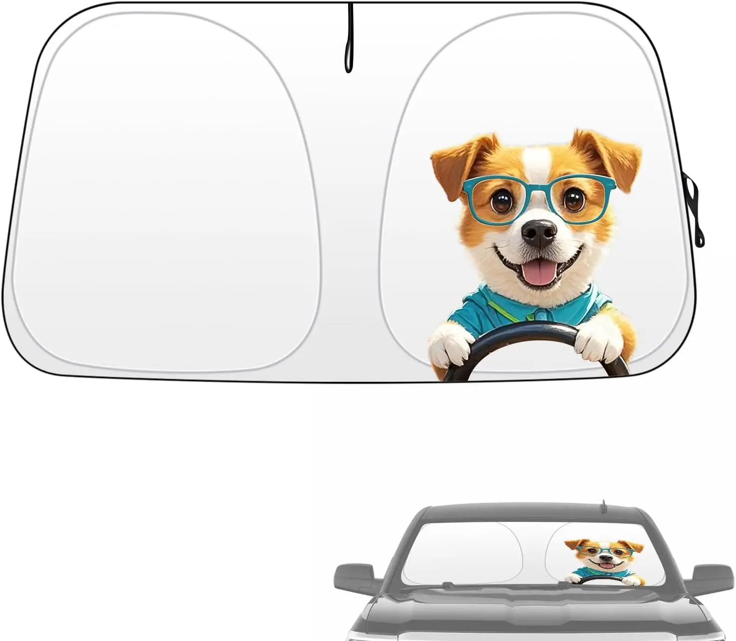 

Windshield Sun Shade, Funny Puppy Foldable Car Front Window Covers, Sun Heat UV Rays Visor Protector Protection for Universal Ca