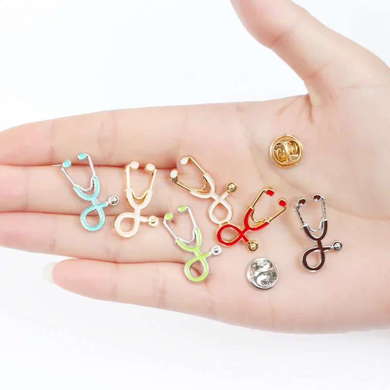 Doctors Nurses Stethoscope Brooches Pins Jackets Coat Lapel Pin Bag Button Collar Badges Gifts Medical Jewelry New Year Gift