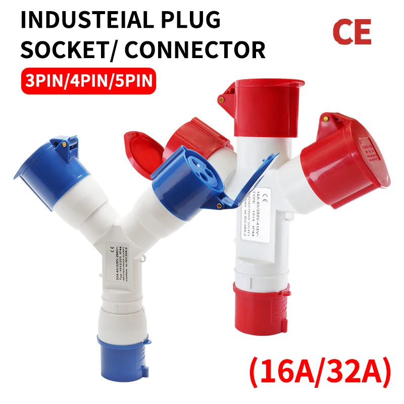 

Industrial plug Y-type multi-function three-way branch socket 1013 waterproof 220v 380V Three-phase electricity 3P4P5P 32A16a