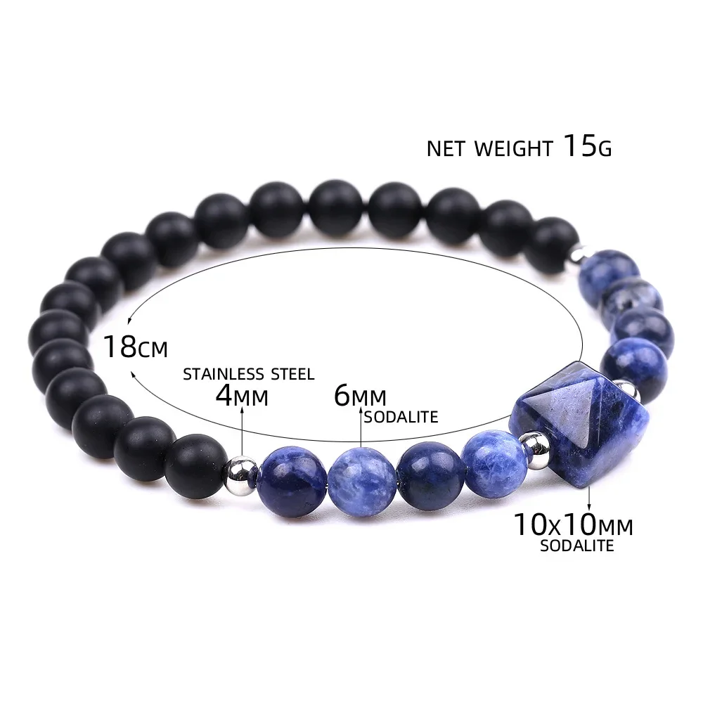 Qimoshi Matte Onyx 6MM Stone Bracelet for Men Energy Bead Healing Gem Protection Drawstring Anxiety Bracelets Gift for Him