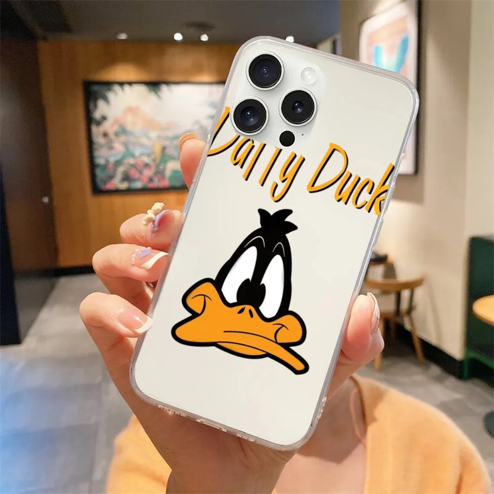 Cartoon Daffy Duck Phone Case For Transparent iPhone 14 15 12 11 13 Max Plus Pro Mini Shell