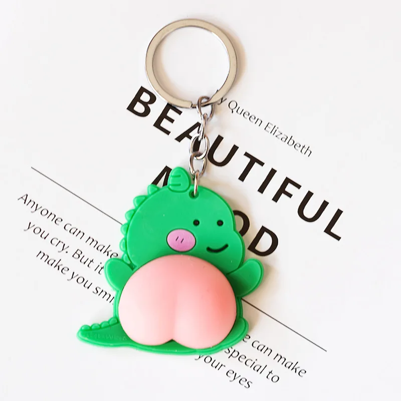 Honey Peach Cartoon Fidget Toy Keychain Pendant Anti-Anxiety Stress Relief Hand Toys for Kids Adults Gifts Keyring Key Chains