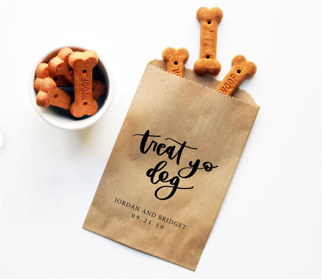 50 Dog Treat Favor Bag | Wedding Favor Bags | Personalized Wedding Favor Bags, Custom Favor Bags | Dog treats bag Treat Yo Dog