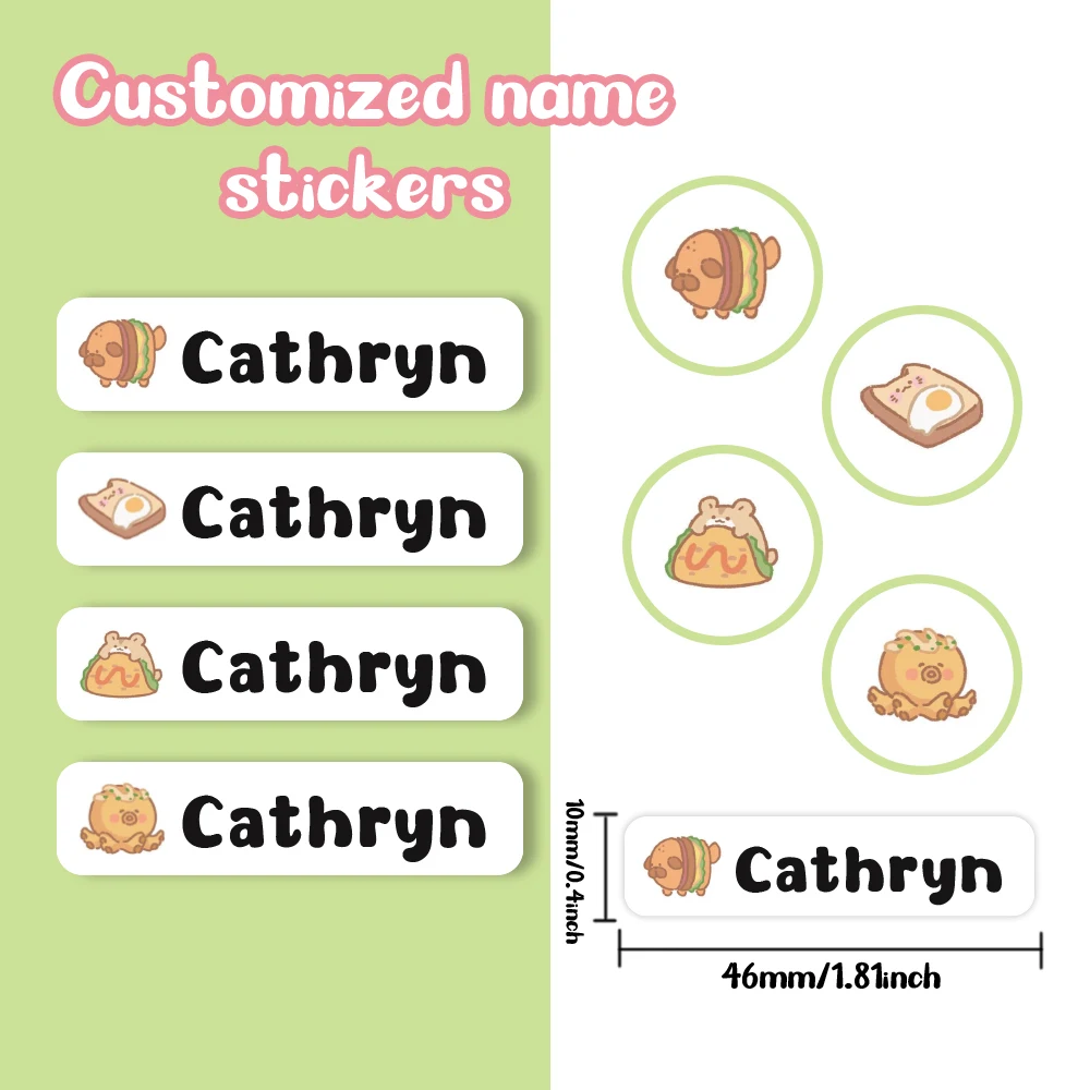 Custom Cartoon Name Sticker,Transparent DIY Birthday Gift Stickers for Kids Name Labels for School Bag Bottles Box Mug Uniform view 3