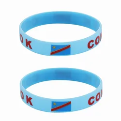 2pcs Congo Flag Silicone Bracelet Sport Game Wristbands National Flags Wrist Strap for Men Women Rubber Band Fashion Accessories