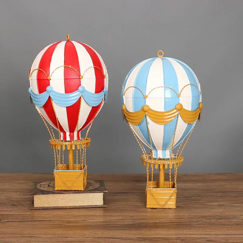 Retro Nostalgic Wrought Iron 19th Century European Hot Air Balloon Pendant Model Bar Hanging Home Jewelry Decoration Ornament