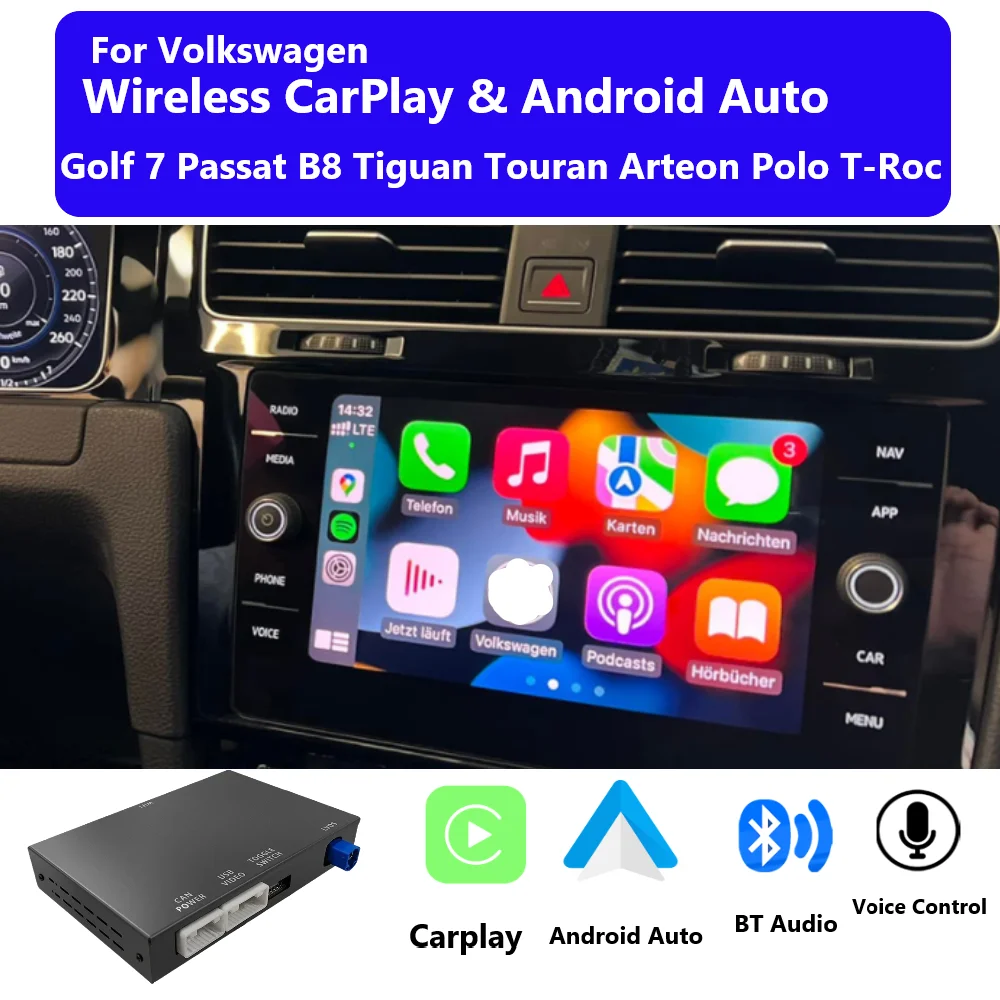 Беспроводной интерфейс модуля Carplay Android Auto для VW Volkswagen Golf 7 Skoda Octavia A5 Polo Passat B8 Mirror Link MIB MIB2