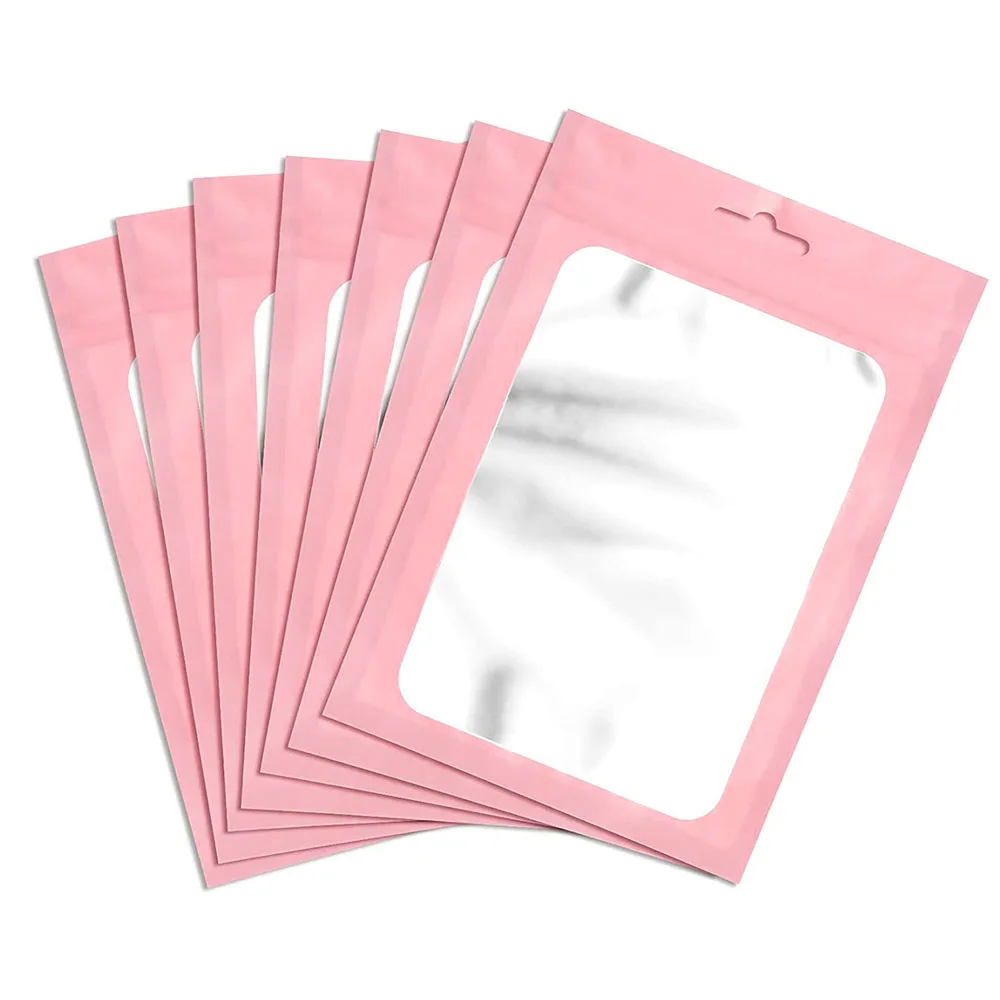 50pcs Reusable Mylar Bags Ziplock Hang Bags with Clear Window for Jewelry Display Packaging Self Sealing Food Storage Supplies