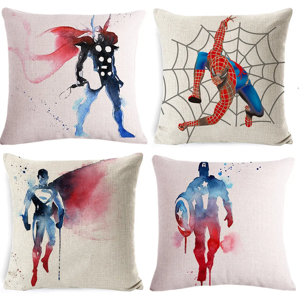 Wonderen Spidermans 45X45Cm Kussensloop Pluche Cartoon Anime Kids Verjaardag Schattige Cadeaus Kawaii Nieuw Huis Slaapkamer Decoratie