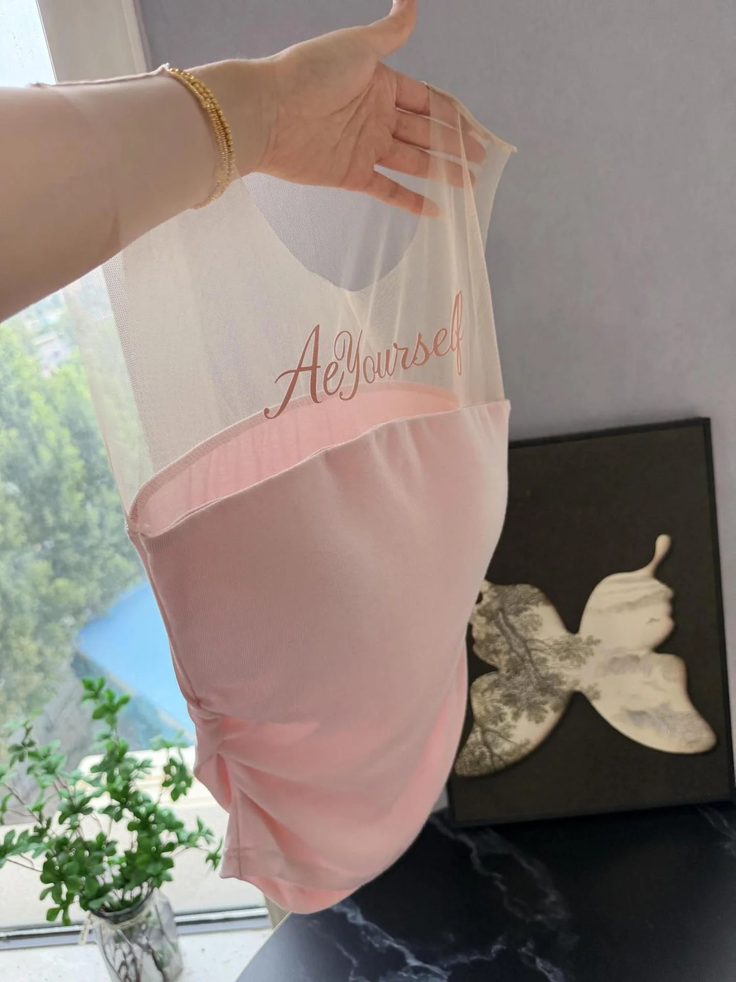 Pure Desire Girl Sensation Strap Vest Women's Autumn Outerwear Inner Match Slim Fashion Mesh Date Outfit Elegant Top