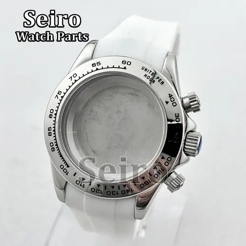 39MM Sapphire Glass Watch Case Rubber Strap Rose gold Silver Watch Accessories Parts for Daytona VK63 Movement Men 29.5MM Dial - Image 4