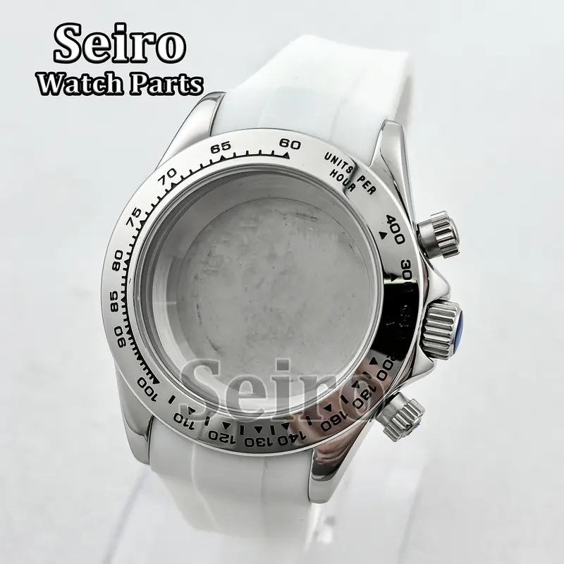 39MM Sapphire Glass Watch Case Rubber Strap Rose gold Silver Watch Accessories Parts for Daytona VK63 Movement Men 29.5MM Dial - Image 4