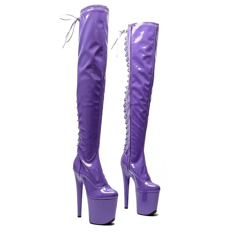 LAIJIANJINXIA New 20CM/8Inch PU Upper Women's Platform Party High Heels Modern Over The Knee Boots Pole Dance Shoes 609