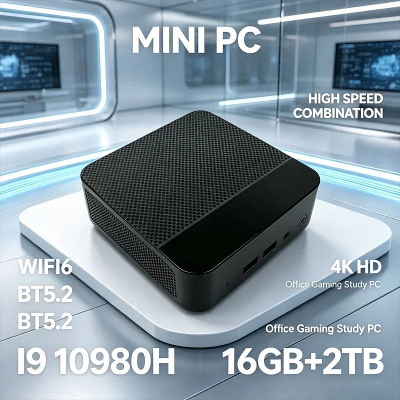 Intel i9 10980HK Mini PC 16GB+2TB Large Storage WIFI 6 Bluetooth 5.2 4K Output Portable Mini PC For Business Office Daily Work