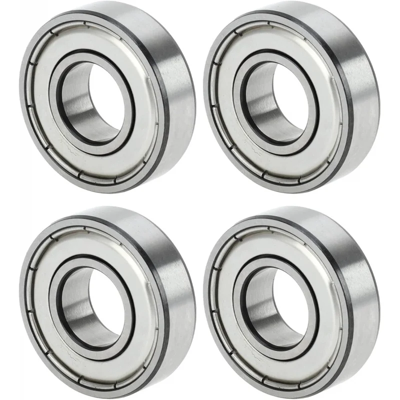 6001ZZ & Deep Groove Ball Bearings P5 12x28x8mm Lubricated Double Metal Seal Silver Tone Scooter Skateboard Wheel - Pack of 4