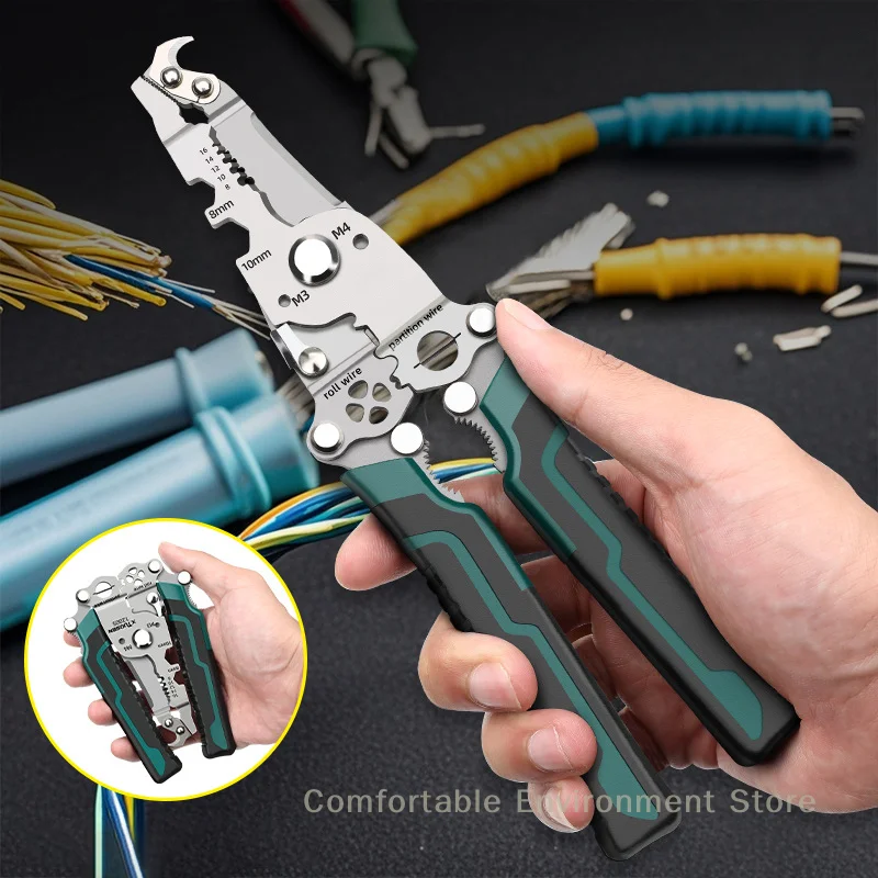 18 In 1 Foldable Wire Stripper Crimper Cable Cutter Pliers Upgraded Multifunctional For Wire Stripping Shearing Cutting Tools