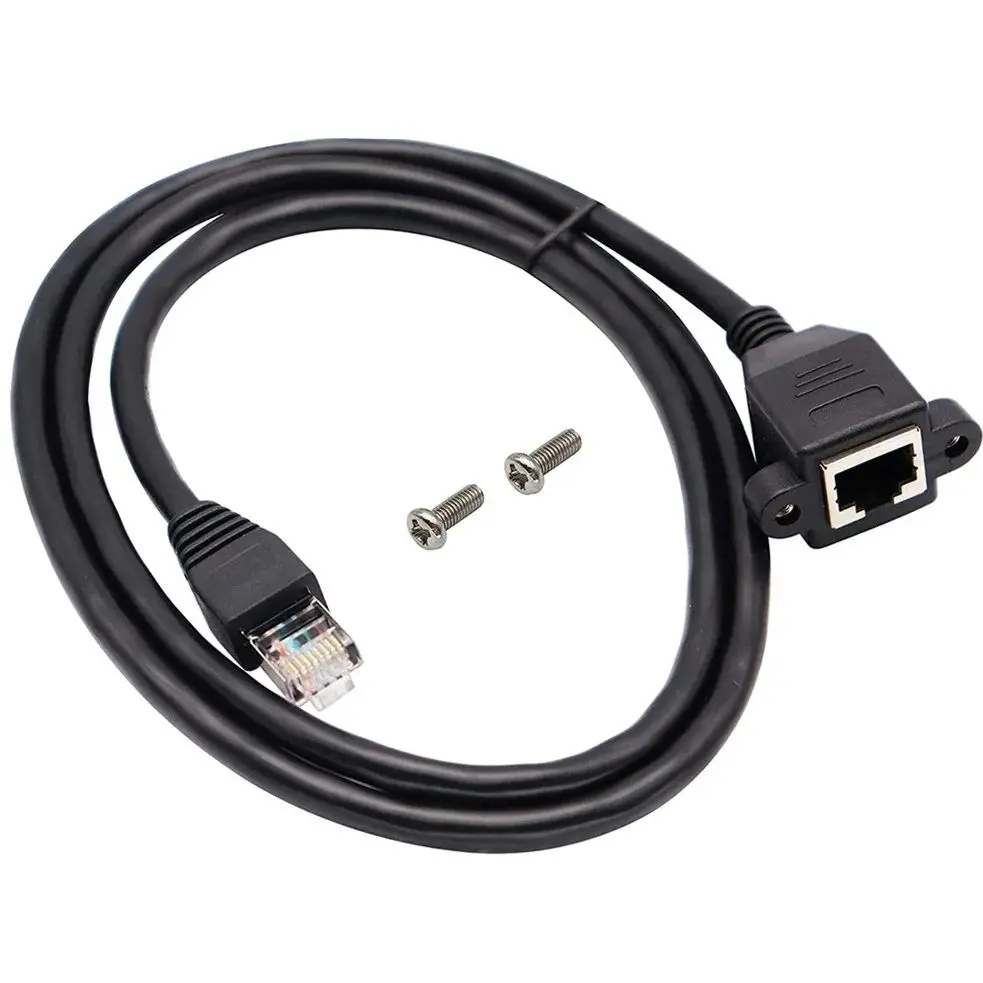 8Pin RJ45 Cable Male to Female Screw Panel Mount Connector Ethernet LAN Network Extender 8P8C Extension Cable 0.3m 1m 5m 10m